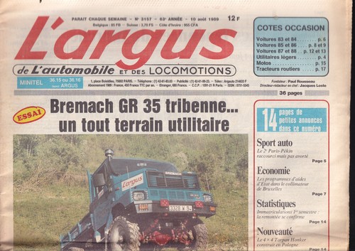 Argus 3157 bremach - l'argus, n°3157