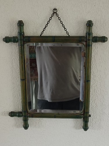 Miroir bambou vintage années - bambou,