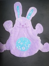 doudou plat marionnette lapin mauve violet bleu EKYOG