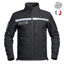 VESTE SOFTSHELL SÉCU-ONE HV-TAPE SÉCURITÉ PRIVÉE NOIR INTERVENTION GARDIEN