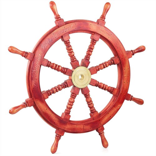 Roue navire bois rouge - roue,