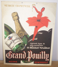 Ancienne Affiche Publicitaire Carton rigide – Grand Pouilly – H. Botton – 1928