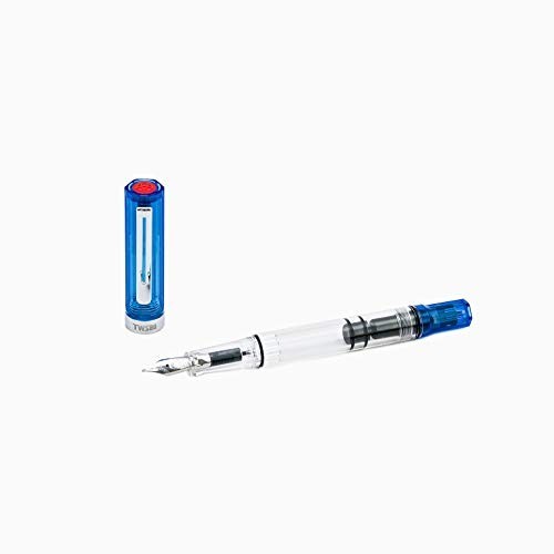 Stylo plume bleu transparent