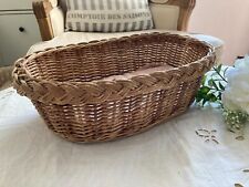 325⚜️ Ancien Petit Couffin Pour Poupée en Osier Vintage Longueur 35 Cm