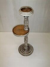 Guéridon  sellette bois porte plante patine ivoire  cendrier plateau tournant