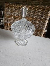 Bonbonnière Ancienne Drageoir Cristal Taillé Lorraine Est De La France Début 20e