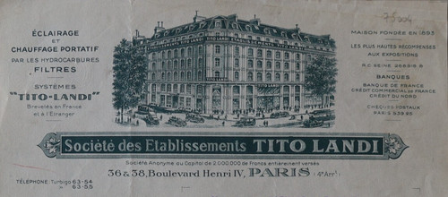 Facture 1937 paris - facture, éclairage