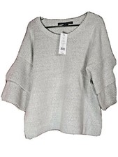French Connection Urban Flossy Ruffle Round Neck Sweater Size Xs, (2) S & M