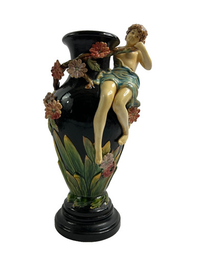 Majolica vase lorraine - majolica, gl