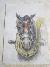 Ecole FRANCAISE XIX DESSIN AQUARELLE PORTRAIT CHEVAL TRAIT EQUESTRE HORSE 1850