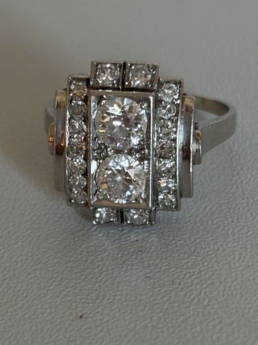 7494 bague art deco platine - 7494-,