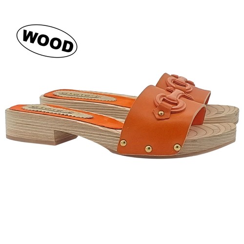 Mule femme orange cuir - femme, en