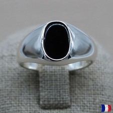 Bague Chevalière Argent 925 Onyx Noir – Homme/Femme Tailles 50–68 Écrin Inclus