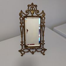 Ancien Miroir Biseauté à poser / Psyché de table en Laiton Napoléon III