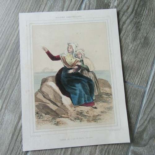 Lithographie 1880 femme - , de