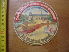 Ancienne Etiquette Fromage CAMEMBERT le faisan dore