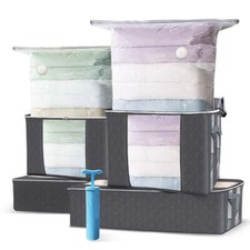 VOUNOT Lot de 9 sac de rangement sous vide Non Tisse XXL gris