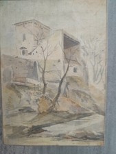 Dessin ancien scène village