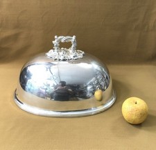 grande cloche de service ovale couvre plat en métal argenté 35x26 Table Plateau