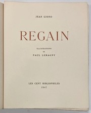 GIONO. Jean.  Regain.   1947