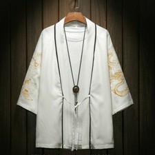 Broderie Kimono Veste Hommes Manteau Gilet Japonais Rétro Décontracté Extérieur