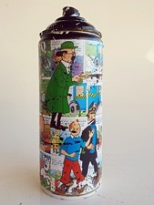 SPACO signed  BOMBE aero BD graffiti pop STREET ART painted tintin milou
