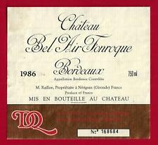 83/30 Etiquette Label BORDEAUX  CHÂTEAU BEL AIR FONROQUE 1986 RAILLON, NÉRIGEAN