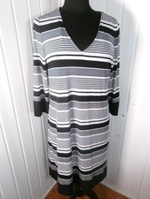 Superbe Robe longue fluide à enfiler blanc rayé noir joseph Ribkoff 40 Canada