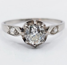 Bague solitaire art deco Platine diamant taille ancienne 0,80 carat (circa 1920)