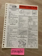 Fiche technique automobile Renault Trafic TR Av A1M 1647cm3 édition 1986 RTA