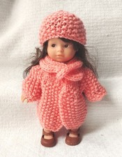 ??? ensemble tricoté couleur saumon pour poupée Mini Corolline Corolle ???