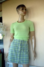 JUPE ECOSSAISE BLEU ET VERT  + TOP VERT ANIS  T 34 12 ANS NEUF