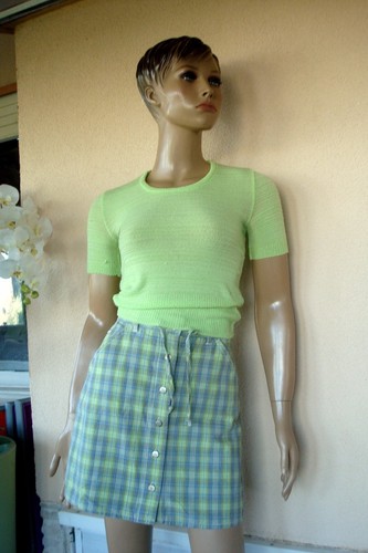 Jupe ecossaise bleu vert - jupe,