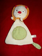 Doudou Plat OXYBUL EVEIL ET JEUX Lion Crème Orange Rayure Verte