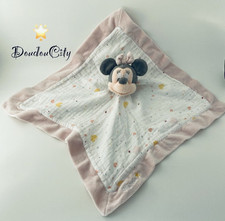 4600?Doudou Plat Lange Mouchoir Minnie Mouse Blanc Rose Coeur Disney Nicotoy