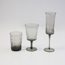 Art Déco Gris Teinté Champagne Vin Verres Mariage Table Décor Maison