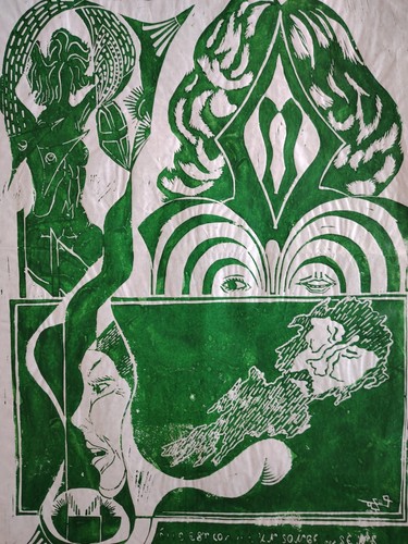 Belle composition linogravure - belle,