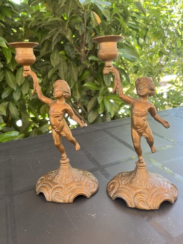 Statuettes bougeoirs bronze - 2,