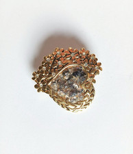Broche coeur et fleurs, perles d'améthystes et brillants - années 80