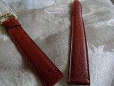 16 mm BRACELET MONTRE FAIT MAIN VACHETTE VÉRITABLE MARRON "GOLD" SUPERBE QUALITÉ