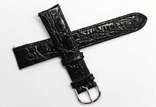 Bracelet montre ; CUIR VERITABLE ;NOIR façon CROCO ; Larg.18 mm NEUF / 001