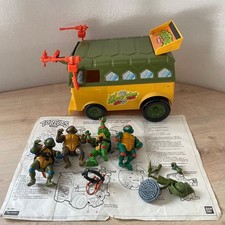 Tmnt Tortues Ninja Figurine Camion Vintage Party Wagon Van Turtles Tortues Lot