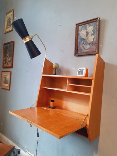 Bureau mural vintage lampe - mural, et