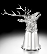GUCCI : Spectaculaire  Tasse / Coupe de Chasse en Argent massif décor CERF
