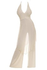 Combinaison pantalon ample blanc voile mesh décolleté profond, dos nu 36 38 40