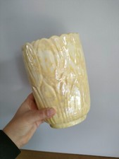 Vase Jaune En Faïence De Porcelaine - Tulipes - Psyché - Ancien