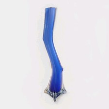 Vase Soliflore Verre Murano Bleu Vintage Années 60 