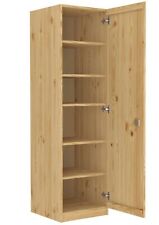 Armoire en pin massif, 1 porte, 5 étagères, verrouillable