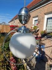 Lampe/Luminaire/Suspension En Métal Chromé Globe Opaline Art Déco