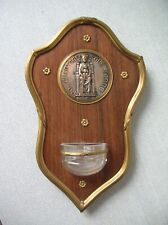 Ancien et RARE bénitier catholique Notre Dame de Chartres sous terre en bois